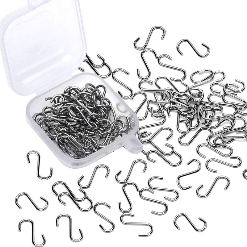 Senkary 100 Pieces 1/2 Inch Mini S Hooks Small S Hooks Stainless Steel S Shaped Hooks for Ornaments, Jewelry and Hanging (Silver) - Image 1